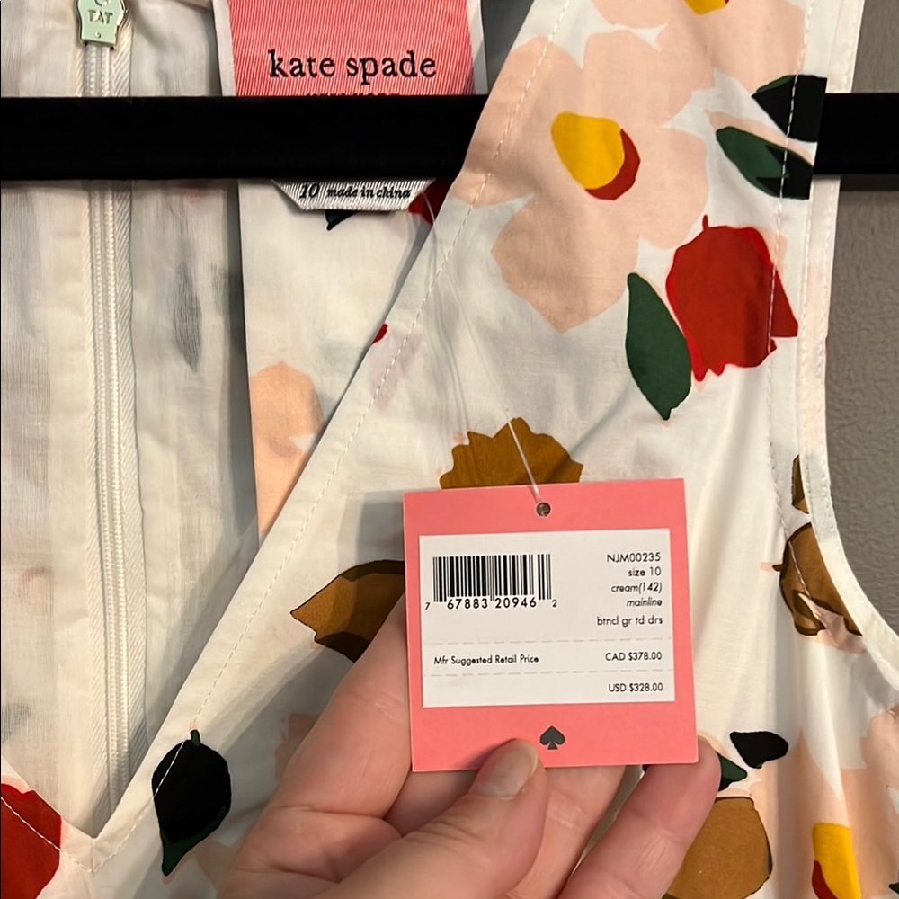kate spade White Floral Midi Dress with Red and Mustard Accents - Picture 2 of 6